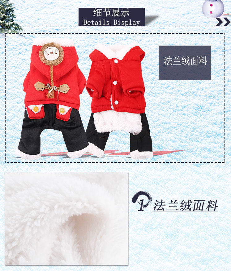 Cross-Border Pet Dog Clothes, Cat Autumn and Winter Four-Legged Cotton Coat, Cartoon Transformation Clothing, Cat Clothing, Dog Clothing Supplies