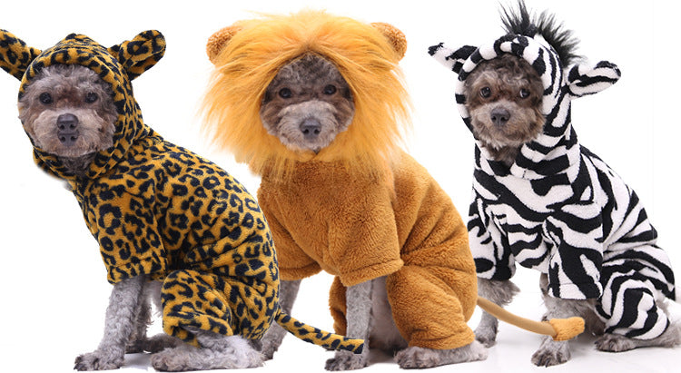 Cross-Border Pet Dog Clothes, Cat Autumn and Winter Four-Legged Cotton Coat, Cartoon Transformation Clothing, Cat Clothing, Dog Clothing Supplies