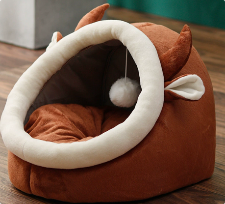 Semi-Enclosed Cat Nest Bed - size and colour reference