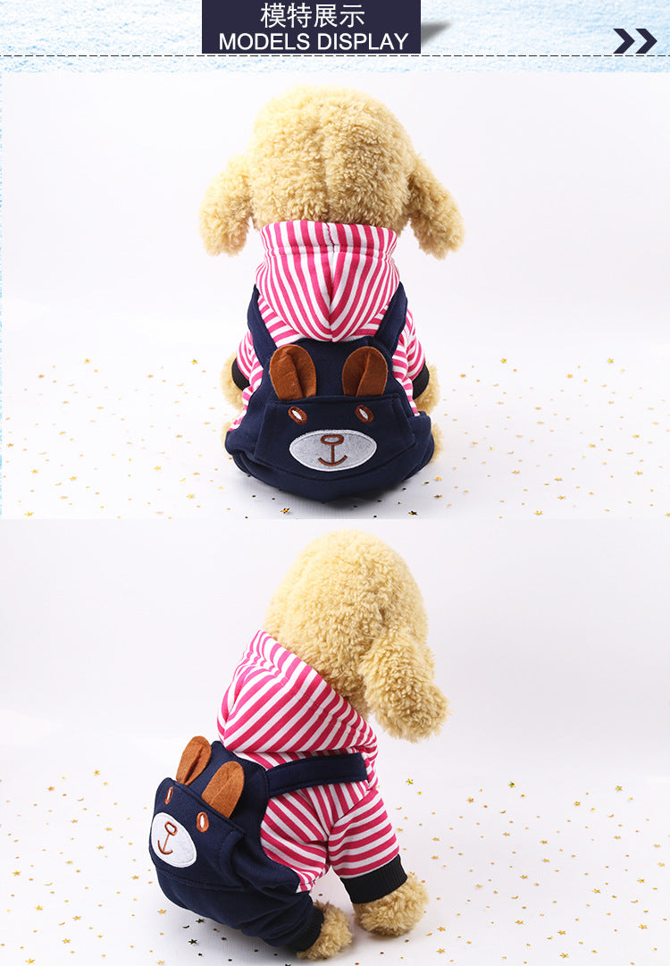 Cross-Border Pet Dog Clothes, Cat Autumn and Winter Four-Legged Cotton Coat, Cartoon Transformation Clothing, Cat Clothing, Dog Clothing Supplies