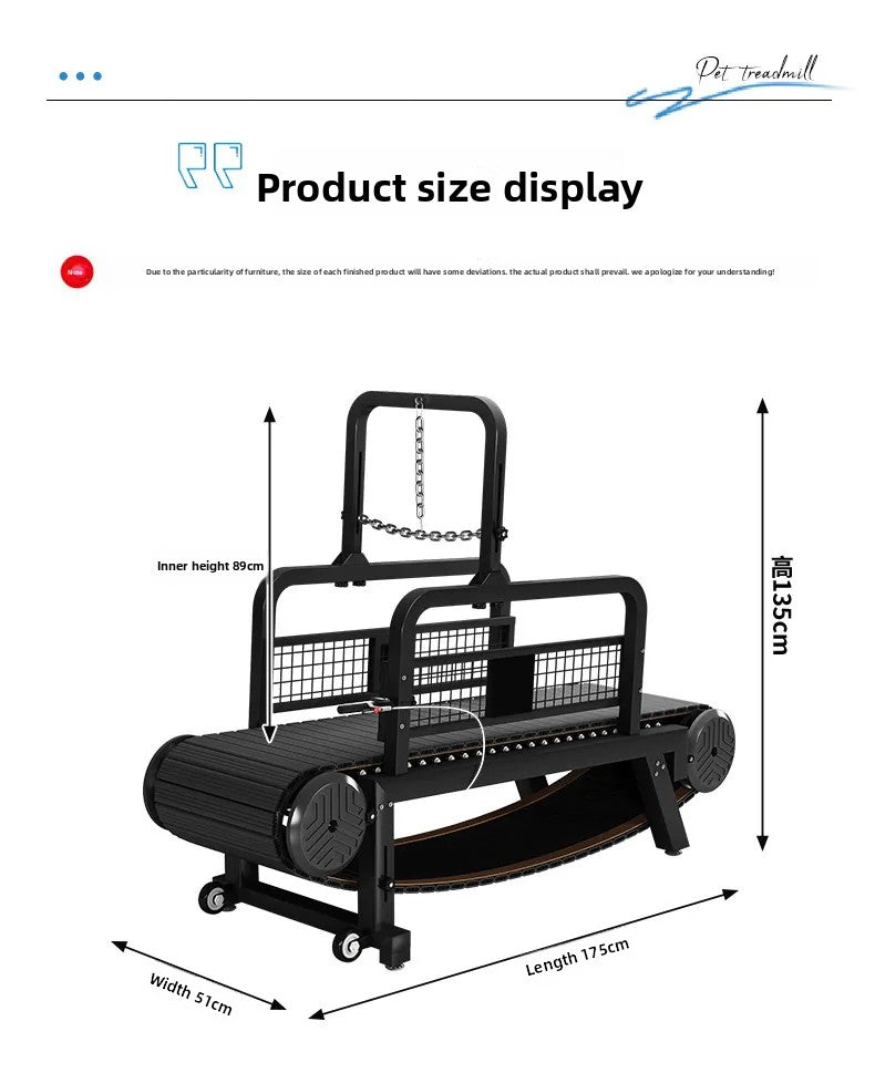 Dog Treadmill, Non-motorized, Quiet, Smooth, Adjustable Pet Treadmill, Pit Bull Training Equipment with Brakes and Speedometer