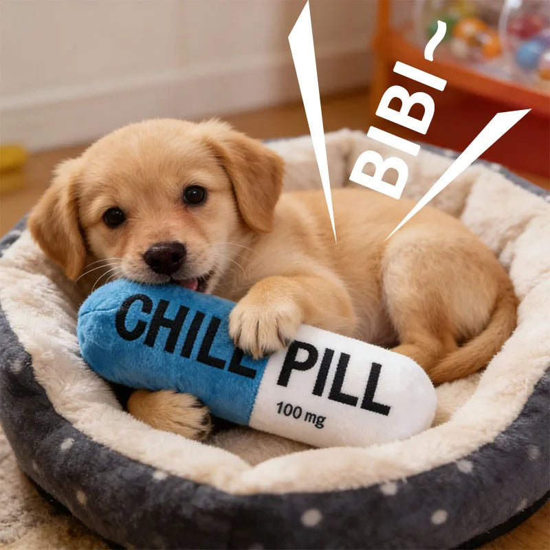 Pet Pill Indestructible Plush Capsule Dog Play Toy With Squeaker Dogs Tooth Chew Toy Safe Dog Tough Puppy Supplie Toys Resistant