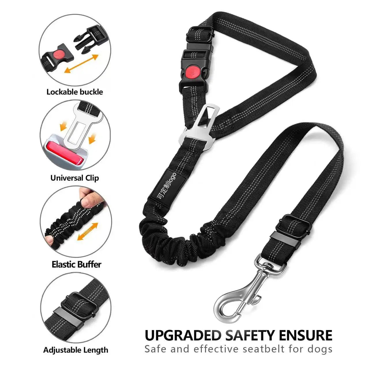 Adjustable Pet Car Seat Belt With Shock Absorbing Elastic Universal Clip Reflective Pet Car Seat Belt Pet Outdoor Supplies