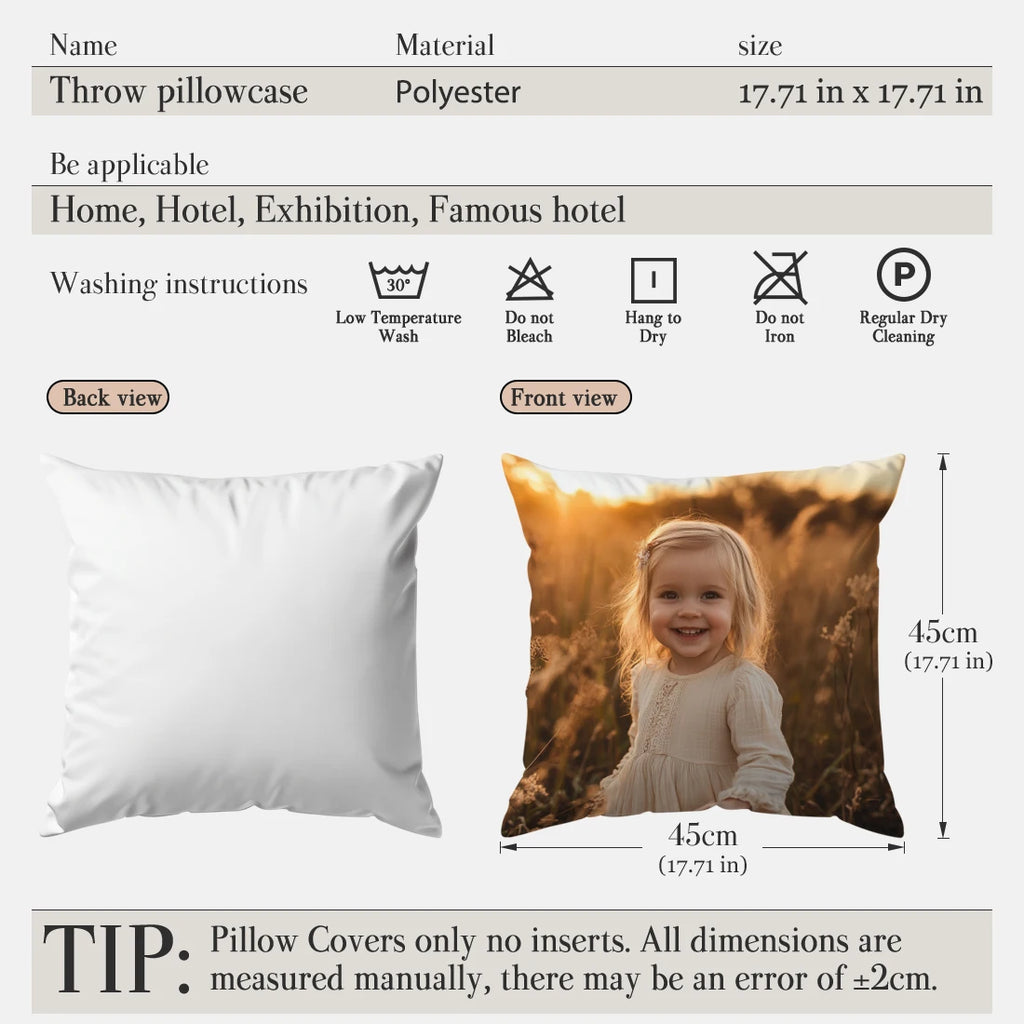 Custom Picture Printed Cushion Cover Pet Personal Life Photos Pillow Cover Custom 100% Polyester Pillowcases In Various Sizes