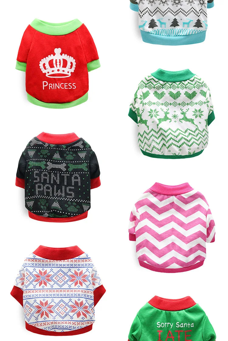 Halloween & Christmas Pet Clothes - Dog & Cat Winter Outfits for Small Breeds, Teddy, Siamese, Persian, Garfield & Blue Cats
