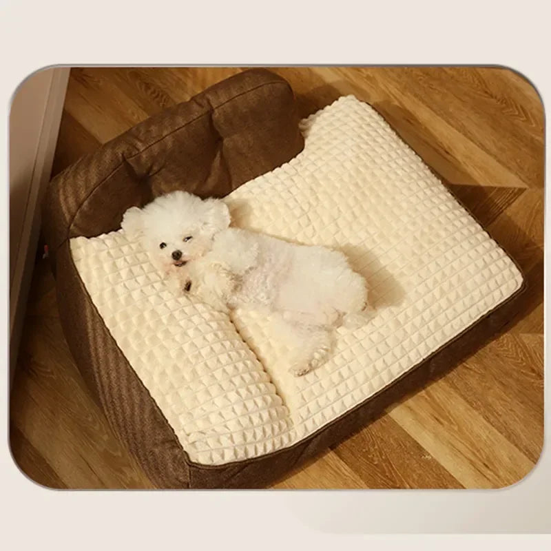 Removable Pet Beds Washable Dog Mat Winter Warm Dog Mat Luxury Sofa for Small Medium Dogs Plaid Bed for Cats Dogs Fluff Sleeping