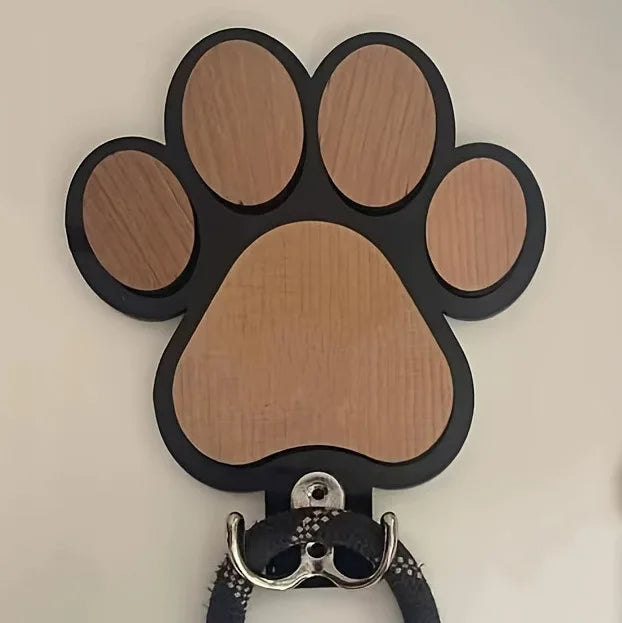 Paw Print Wooden Dog Leash Hanger Wall Hook For Collars Coats With Paw Design Holder Claw Hook Gift For Dog Lovers Pet Organizer
