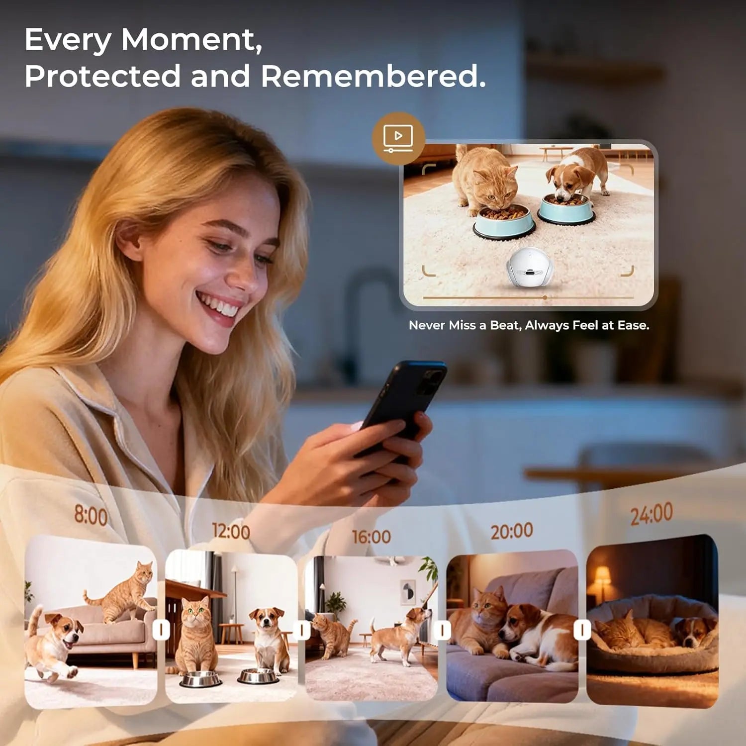 Pet Robot Camera | Indoor Movable with Auto-Recharge,2-Way Audio,Night Vision,Smart App Control,Cats/Dogs/Baby/Elderly