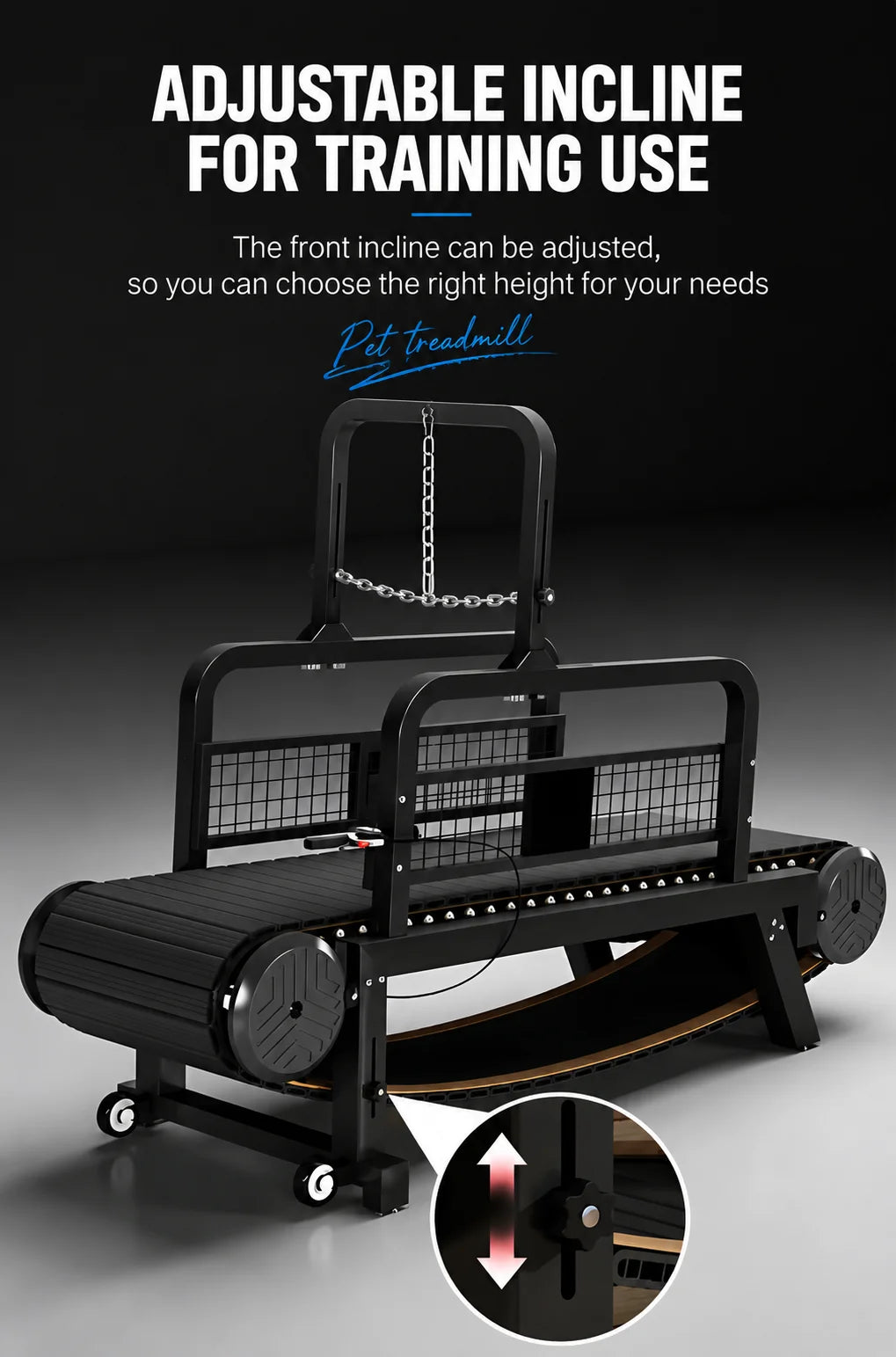 Dog Treadmill, Non-motorized, Quiet, Smooth, Adjustable Pet Treadmill, Pit Bull Training Equipment with Brakes and Speedometer