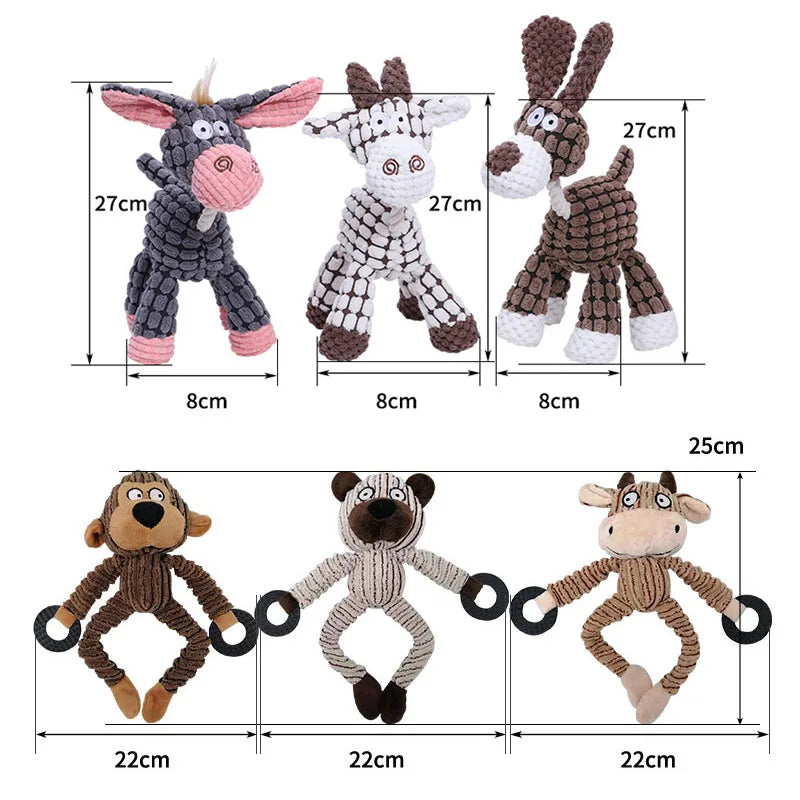 Plush Donkey Chew Toy for Large Dogs