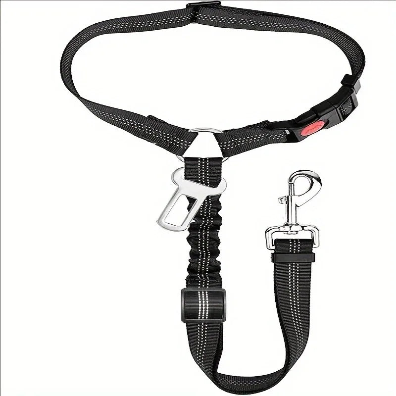 Adjustable Pet Car Seat Belt With Shock Absorbing Elastic Universal Clip Reflective Pet Car Seat Belt Pet Outdoor Supplies