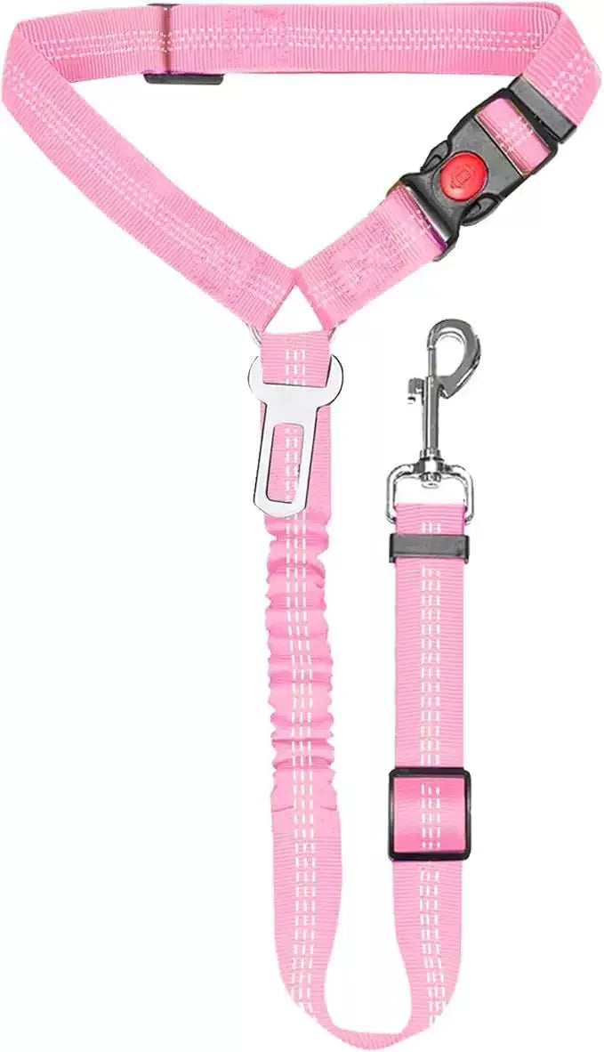 Adjustable Pet Car Seat Belt With Shock Absorbing Elastic Universal Clip Reflective Pet Car Seat Belt Pet Outdoor Supplies
