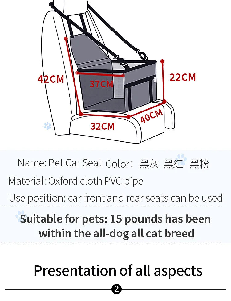 Pet Car Cushion Dog Cat Safety Seat Cushion Rear Seat Special Outgoing Waterproof Car Seat Kennel Bed Small Pet Carrying Basket