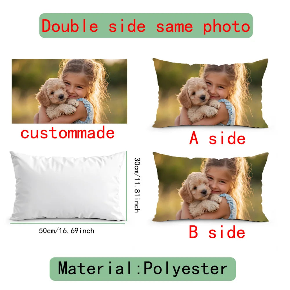 Custom Picture Printed Cushion Cover Pet Personal Life Photos Pillow Cover Custom 100% Polyester Pillowcases In Various Sizes