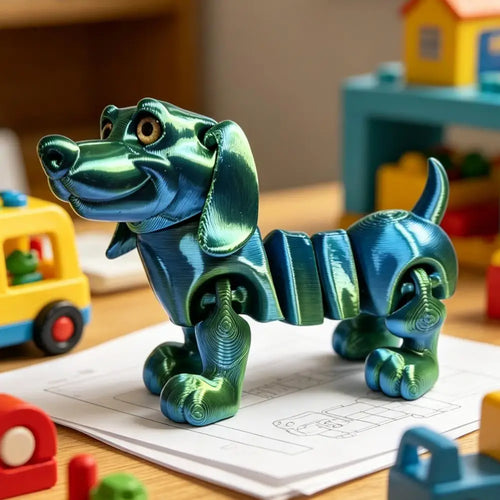 3D Printed Flexible Dog Figurine — Desk Toy