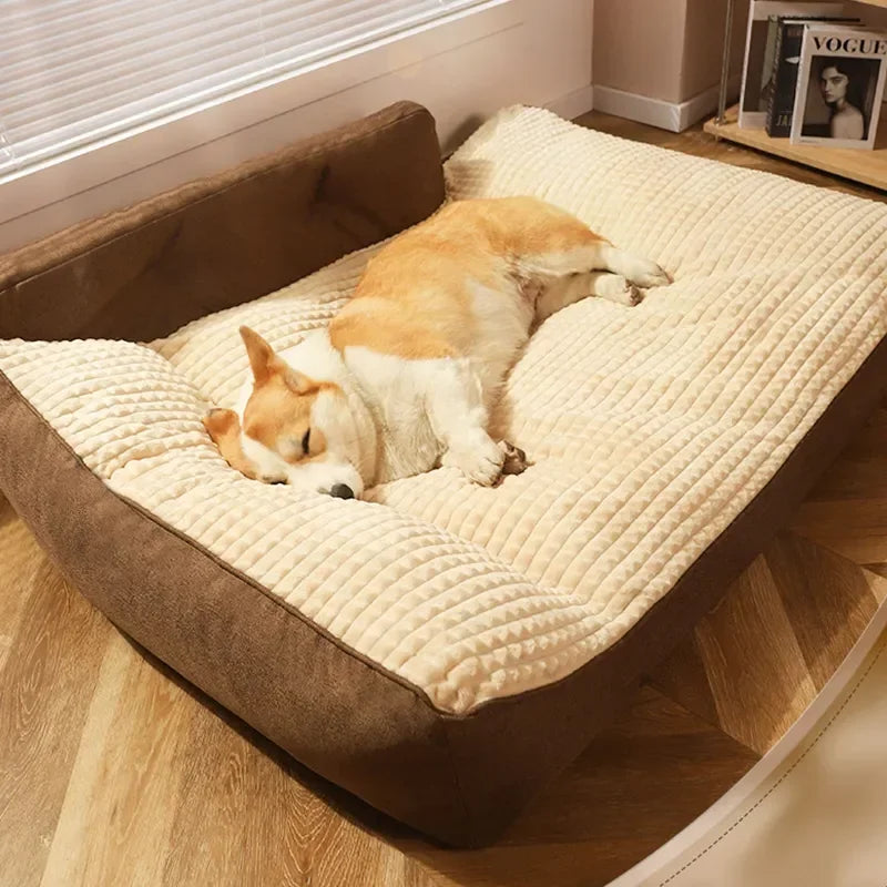 Removable Pet Beds Washable Dog Mat Winter Warm Dog Mat Luxury Sofa for Small Medium Dogs Plaid Bed for Cats Dogs Fluff Sleeping