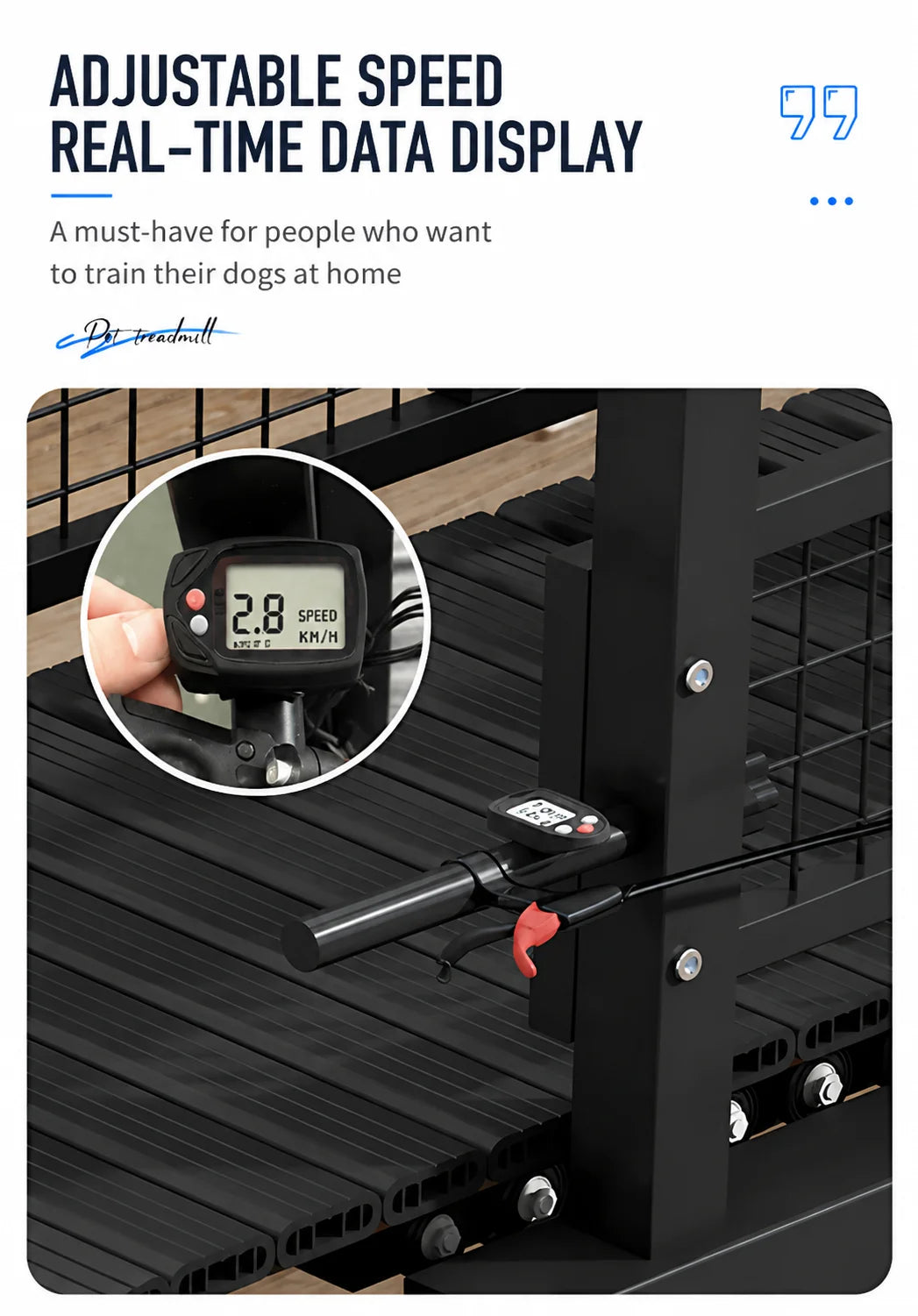 Dog Treadmill, Non-motorized, Quiet, Smooth, Adjustable Pet Treadmill, Pit Bull Training Equipment with Brakes and Speedometer