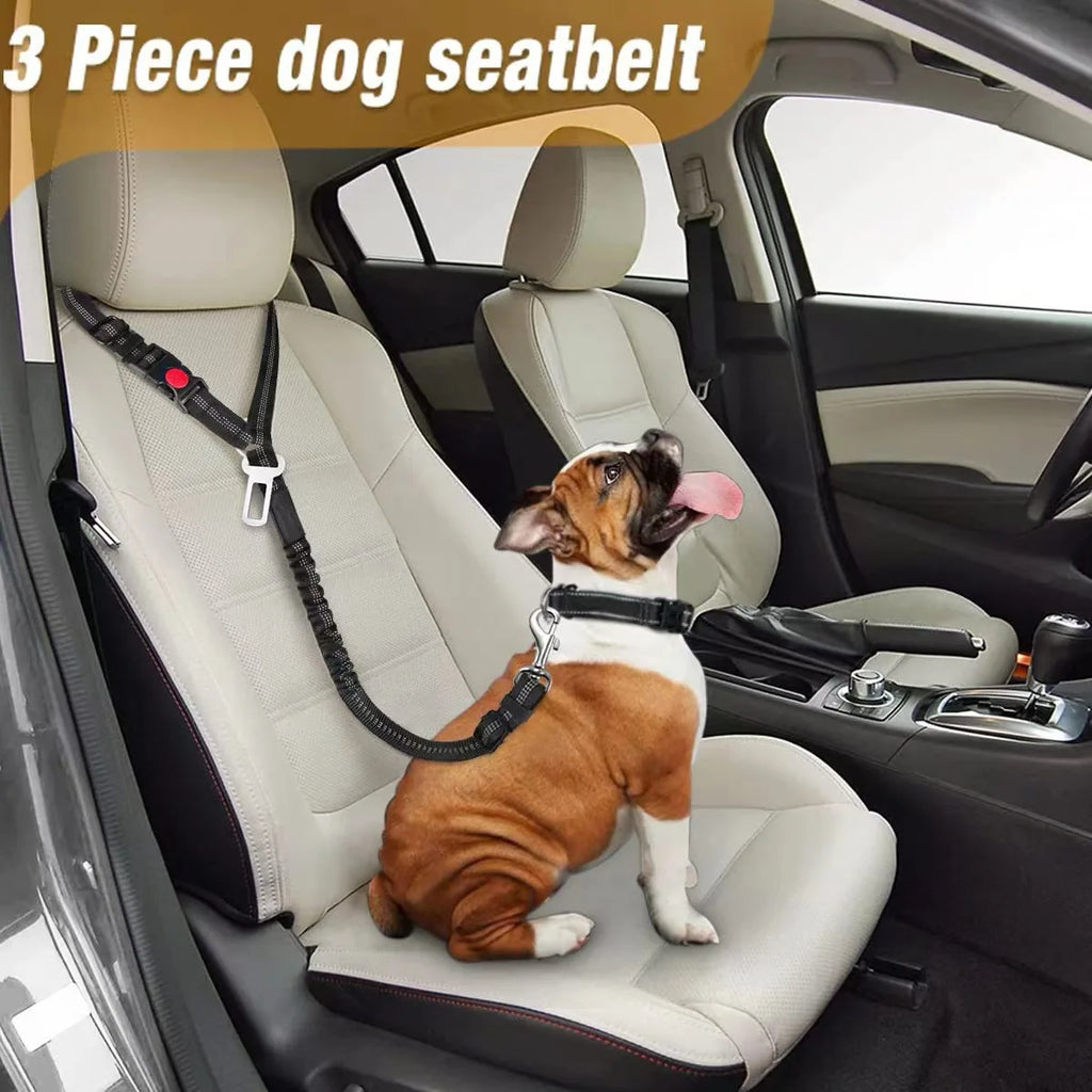 Adjustable Pet Car Seat Belt With Shock Absorbing Elastic Universal Clip Reflective Pet Car Seat Belt Pet Outdoor Supplies