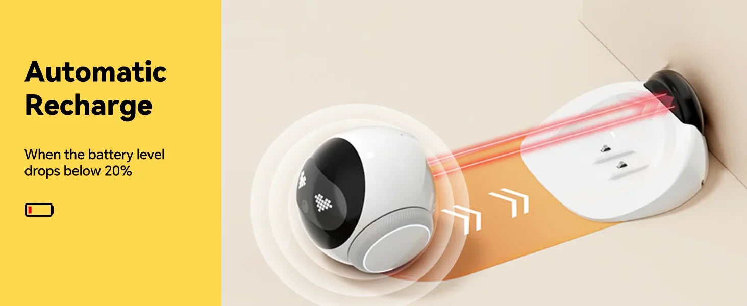 Pet Robot Camera | Indoor Movable with Auto-Recharge,2-Way Audio,Night Vision,Smart App Control,Cats/Dogs/Baby/Elderly