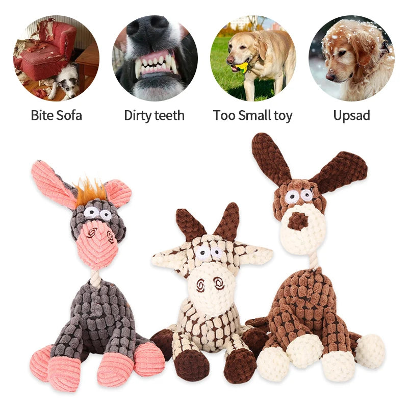 Plush Donkey Chew Toy for Large Dogs