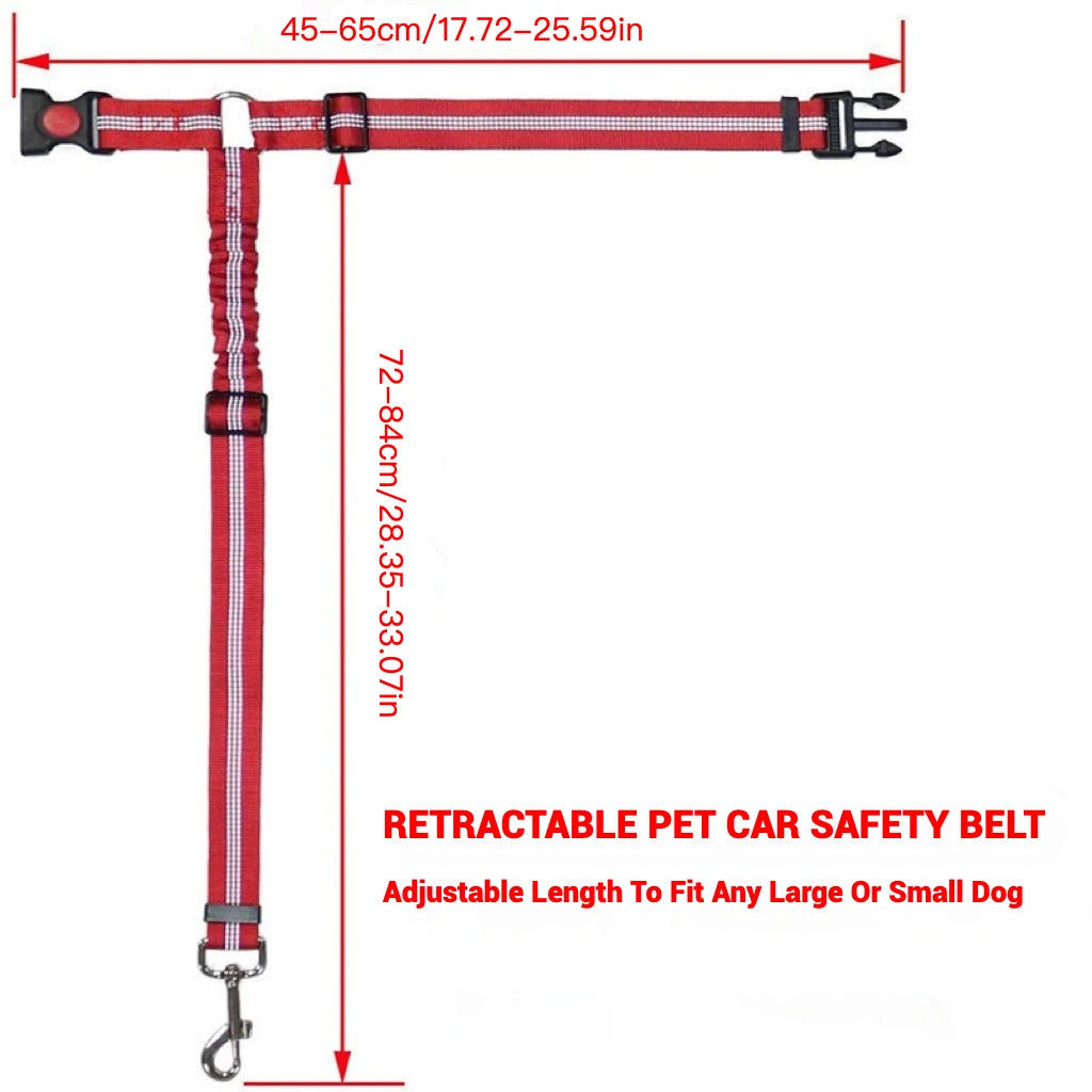 Adjustable Pet Car Seat Belt With Shock Absorbing Elastic Universal Clip Reflective Pet Car Seat Belt Pet Outdoor Supplies