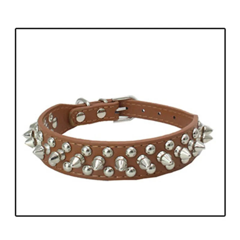 French Bulldog Pitbull Dogs Collar Retro Golden Rivet Studded Leather Pet Collar for Small Medium Large Dogs Spiked Neck Strap