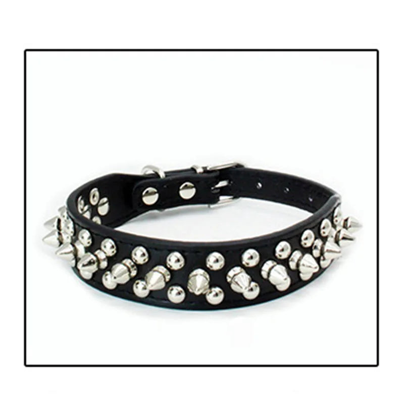 French Bulldog Pitbull Dogs Collar Retro Golden Rivet Studded Leather Pet Collar for Small Medium Large Dogs Spiked Neck Strap