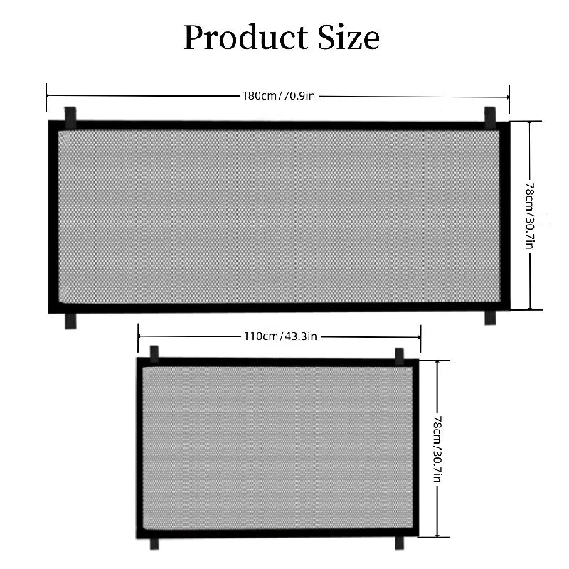 Expandable Pet Gate for Dogs & Cats -PE Mesh & Transparent Hook, Adjustable Portable Design, Indoor/Outdoor Use, Space-Saving