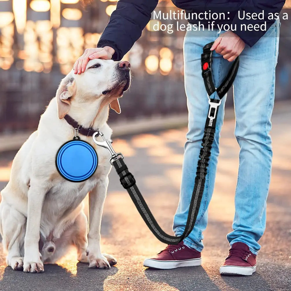 Adjustable Pet Car Seat Belt With Shock Absorbing Elastic Universal Clip Reflective Pet Car Seat Belt Pet Outdoor Supplies