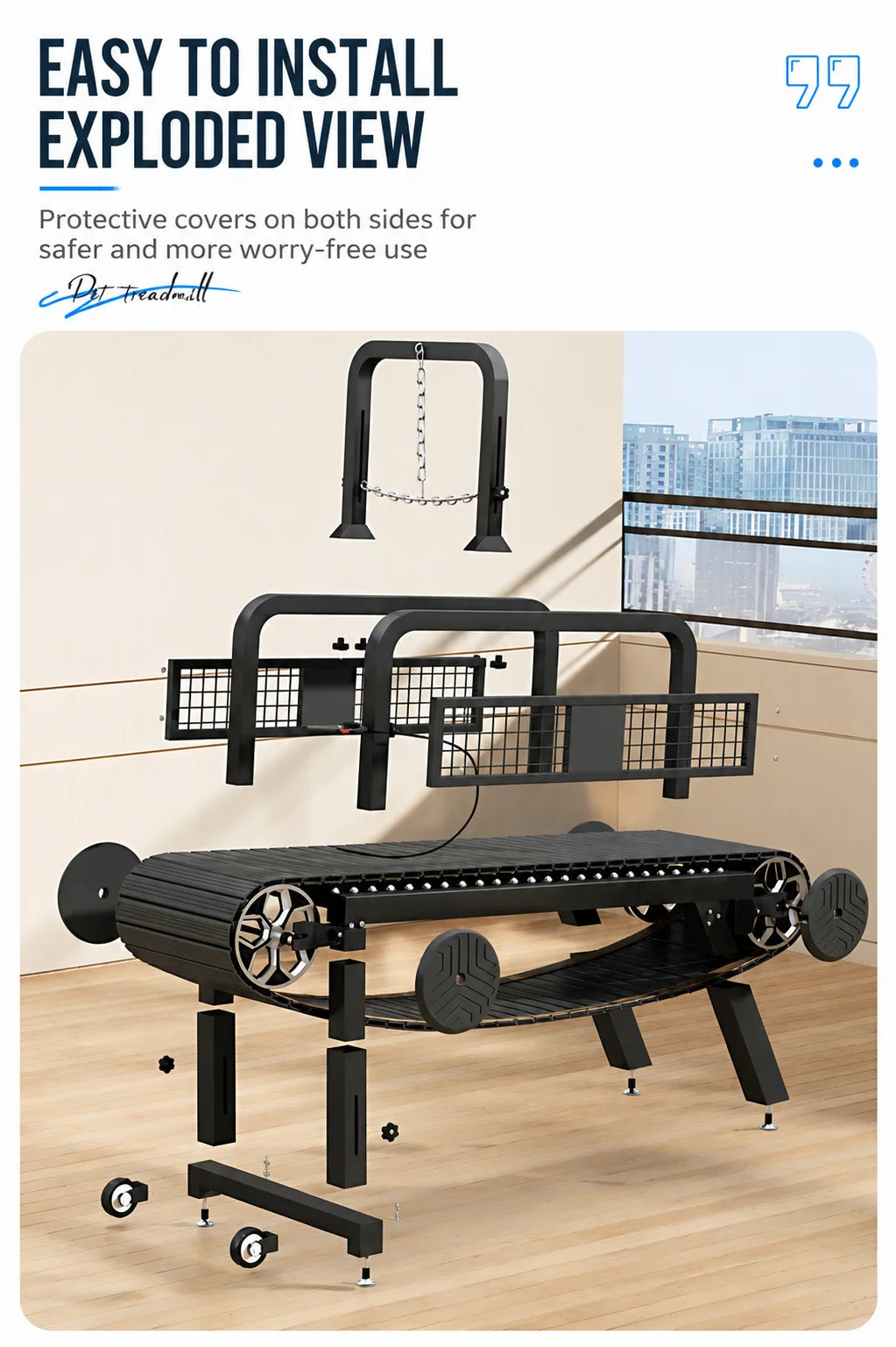Dog Treadmill, Non-motorized, Quiet, Smooth, Adjustable Pet Treadmill, Pit Bull Training Equipment with Brakes and Speedometer
