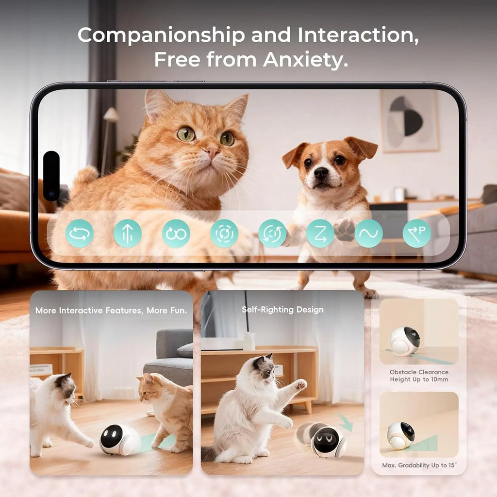 Pet Robot Camera | Indoor Movable with Auto-Recharge,2-Way Audio,Night Vision,Smart App Control,Cats/Dogs/Baby/Elderly
