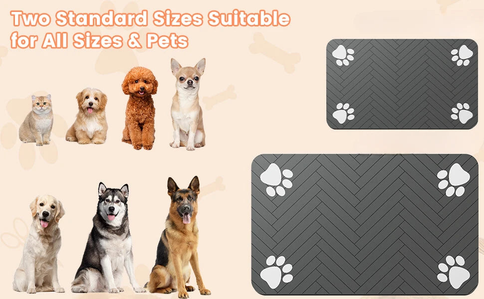 Pet Feeding Mat-Absorbent Pet Placemat Rubber Backing Quick Dry Water Mat for Dog Cat for Food and Water Bowl with Waterproof