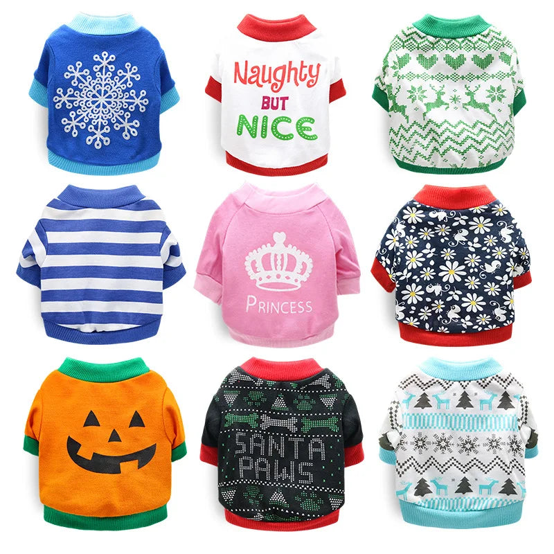 Halloween & Christmas Pet Clothes - Dog & Cat Winter Outfits for Small Breeds, Teddy, Siamese, Persian, Garfield & Blue Cats