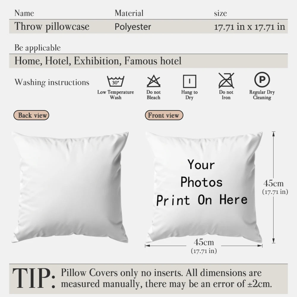 Custom Picture Printed Cushion Cover Pet Personal Life Photos Pillow Cover Custom 100% Polyester Pillowcases In Various Sizes