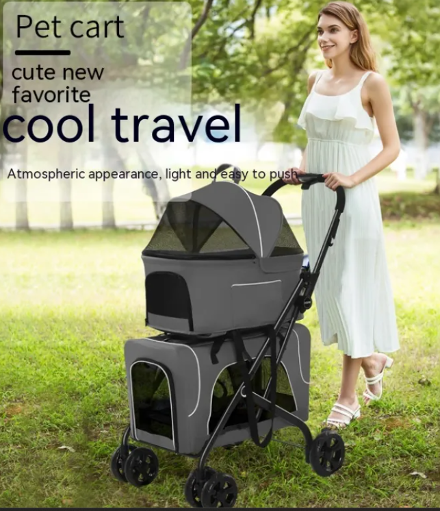 Foldable Pet Trolley for Small Dogs & Cats