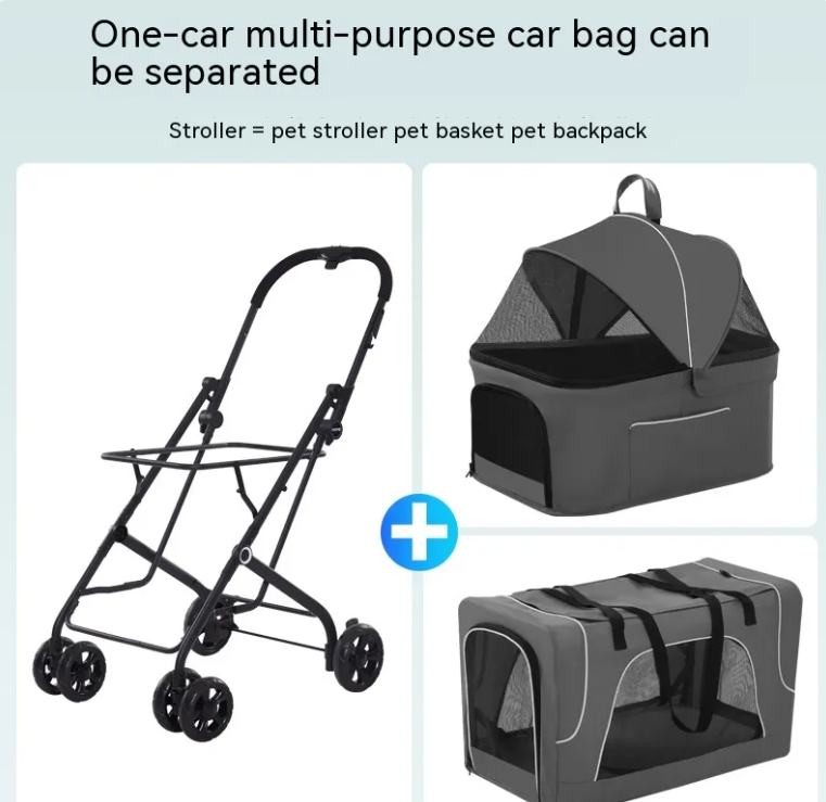 Foldable Pet Trolley for Small Dogs & Cats