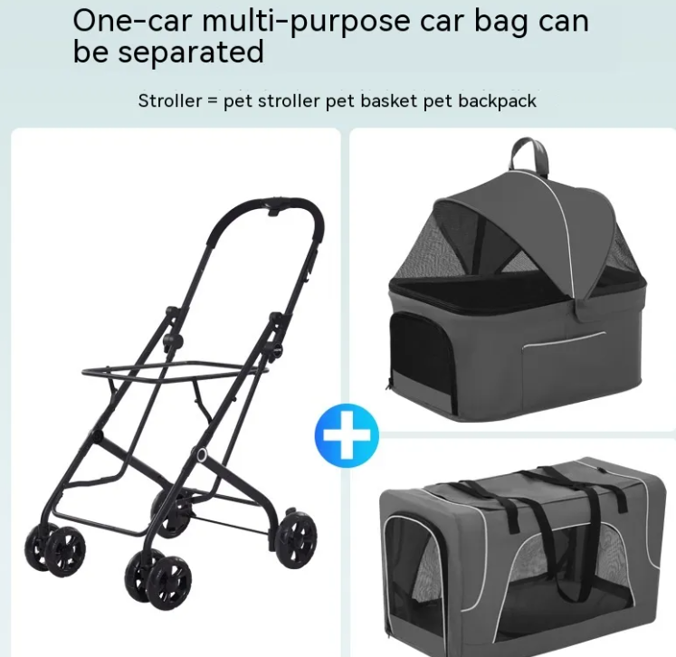 Foldable Pet Trolley for Small Dogs & Cats